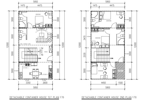 4 camere da letto Container house prefabbricato Container house modulare con mobili
