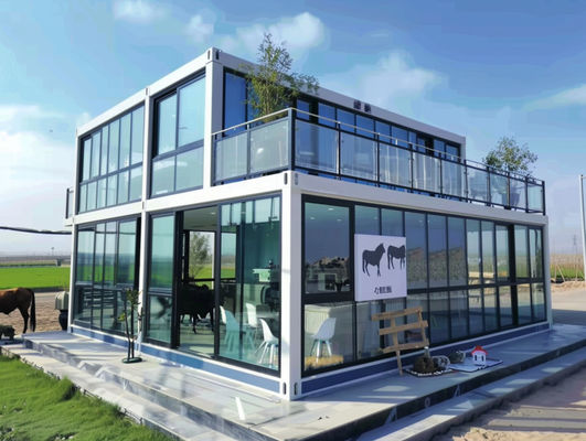 Boxspace 20ft moderno personalizzato Container Detachable Home 40ft casa portatile con grande muro di vetro