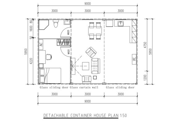 Modular Design Prefabbricato Container House con sistema di knock down Container House smontabile