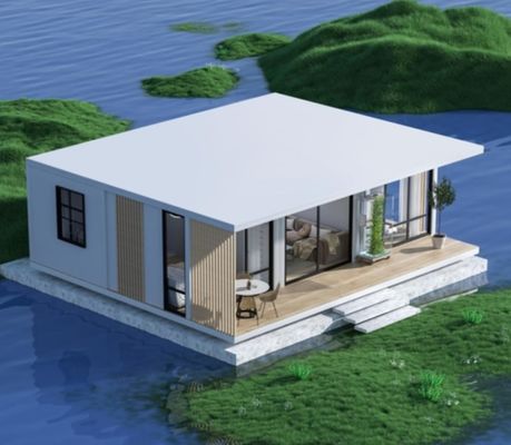 Container per la spedizione moderna personalizzata Casa con muro di vetro e terrazza muro isolante di lana di roccia